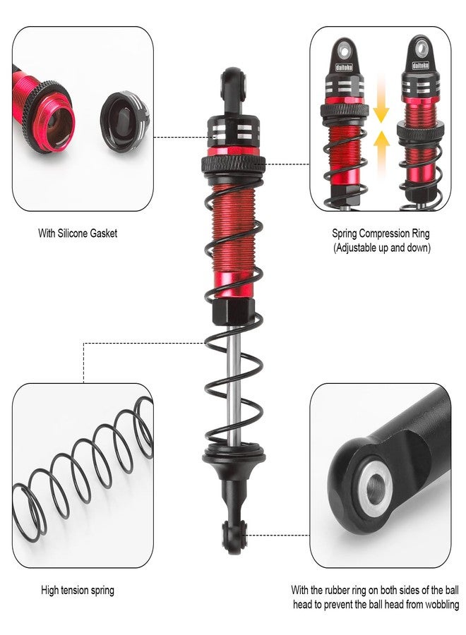 daitoku RC Car Shock, daitoku Shock Absorber Front & Rear for 1/10 Traxxas Slash 2WD/4X4 Hoss Rustler 4X4 VXL Bandit Nitro Stampede Replacement of 5862 - Red - Image 4